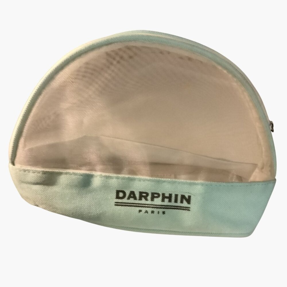 Darphin Paris Cosmetic Light Aqua  White Mesh Zippered Travel Pouch